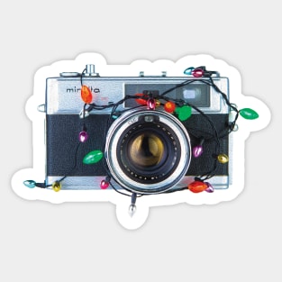 Christmas Lights Vintage Camera - painterly style Sticker